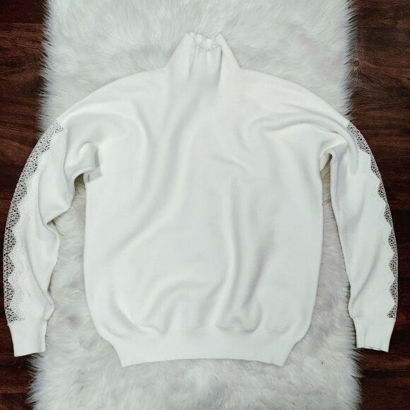 Sachin & Babi White High-Neck Sweater Lace Trim Sleeves Women's Size Small NWOT - Picture 4 of 14
